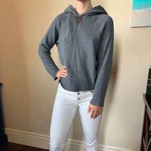 Gray Hoodie With Flannel Back Detail